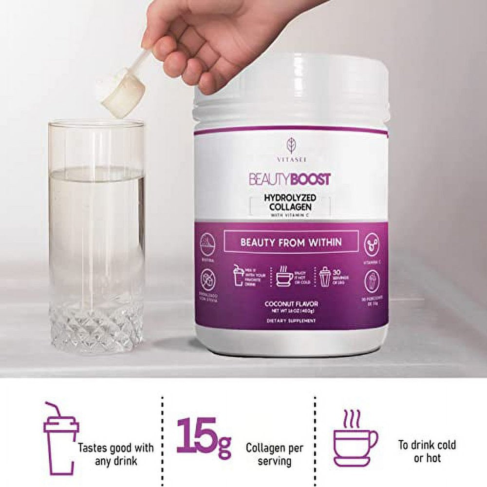 VITASEI Beauty Boost Collagen Peptides Powder, Hydrolyzed Collagen Proteins for Healthy Skin, Gut Health & Joints