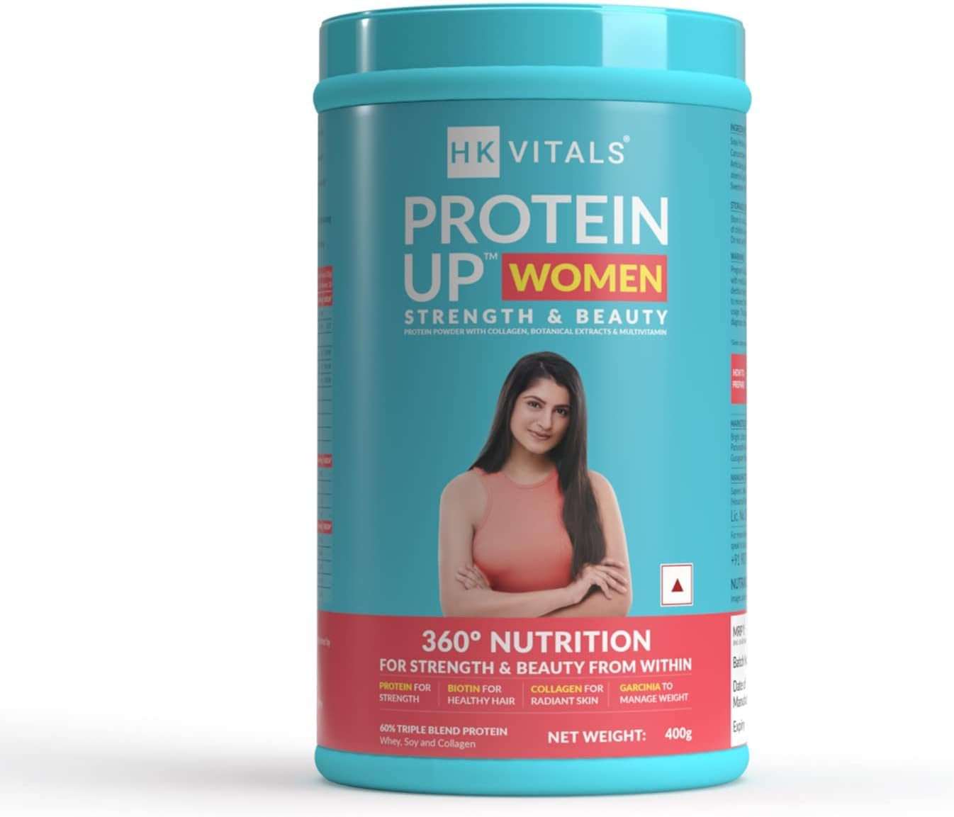 HK Vitals Proteinup Women with Soy, Whey Protein, Collagen, Vitamin C, E & Biotin for Strength and Beauty from within (Chocolate, 400 G / 0.88 Lb)