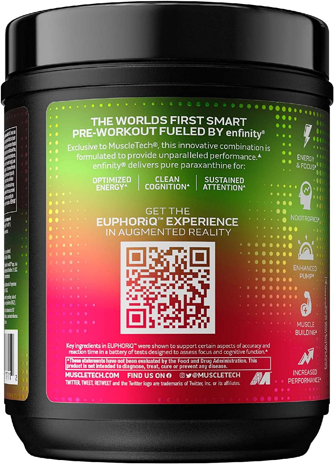 Pre Workout Powder Muscletech Euphoriq Preworkout Smart Pre Workout Powder for Men & Women Caffeine Metabolite Fueled with Paraxanthine Watermelon Candy (20 Servings)