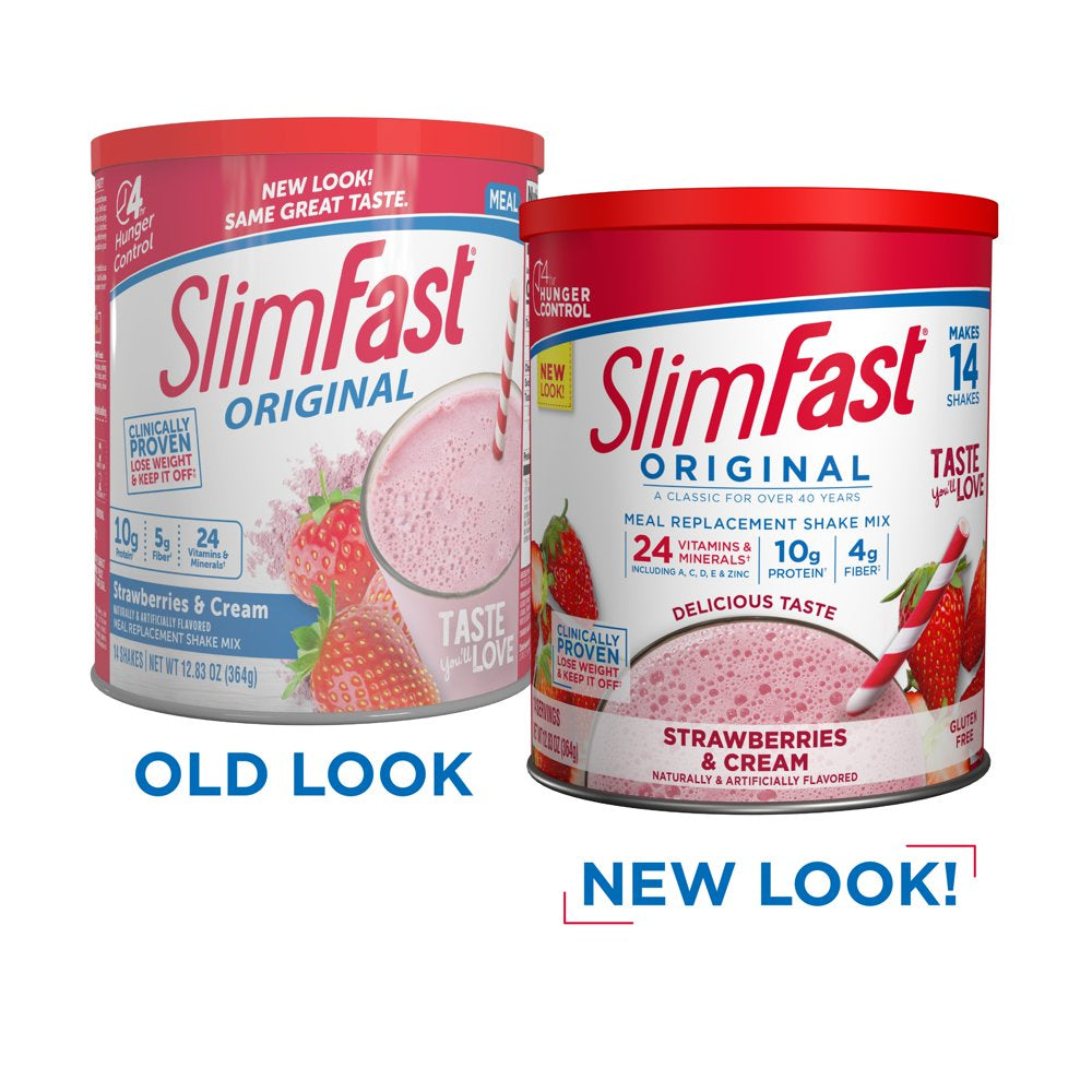 Slimfast Original Meal Replacement Shake Mix Powder, Strawberries & Cream, 12.83Oz, 14 Servings