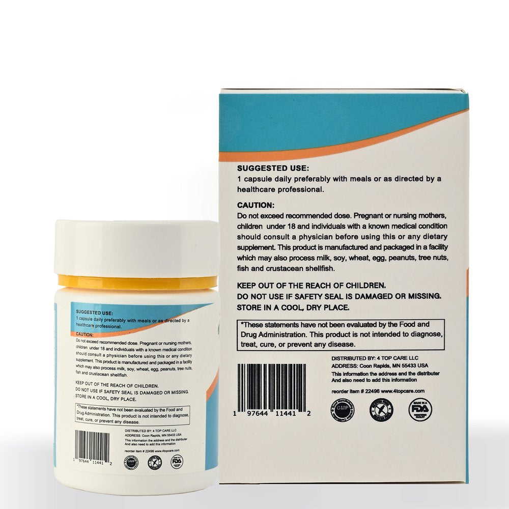 4 TOP CARE Probiotics 60 Billion CFU, 10 Strains, and Organic Prebiotics. Fostering Digestive and Gut Health, Easing Occasional Constipation, Diarrhea, Gas, and Bloating for Both Women and Men – 30Ct