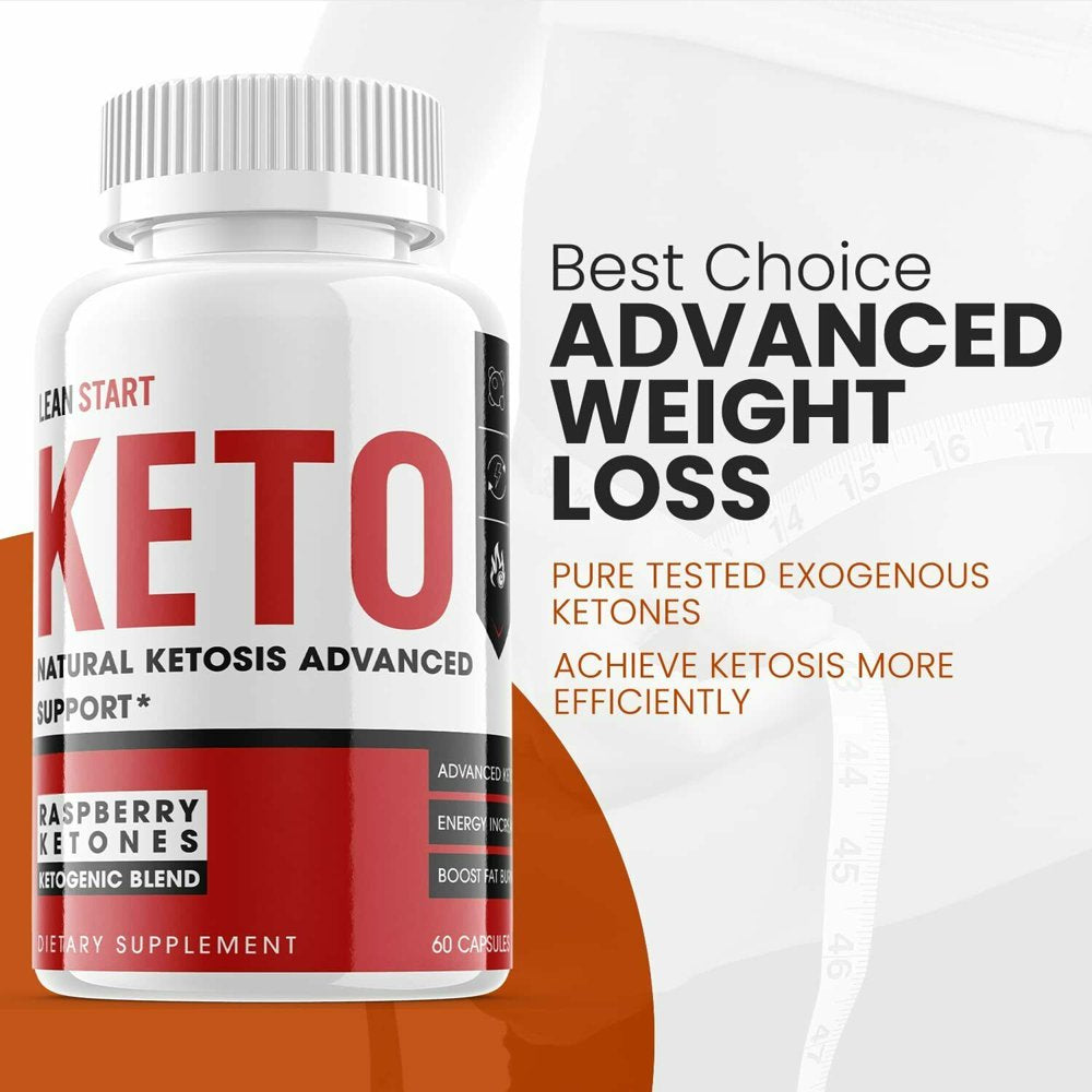 (1 Pack) Lean Start Keto - Supplement for Weight Loss - Energy & Focus Boosting Dietary Supplements for Weight Management & Metabolism - Advanced Fat Burn Raspberry Ketones Pills - 60 Capsules