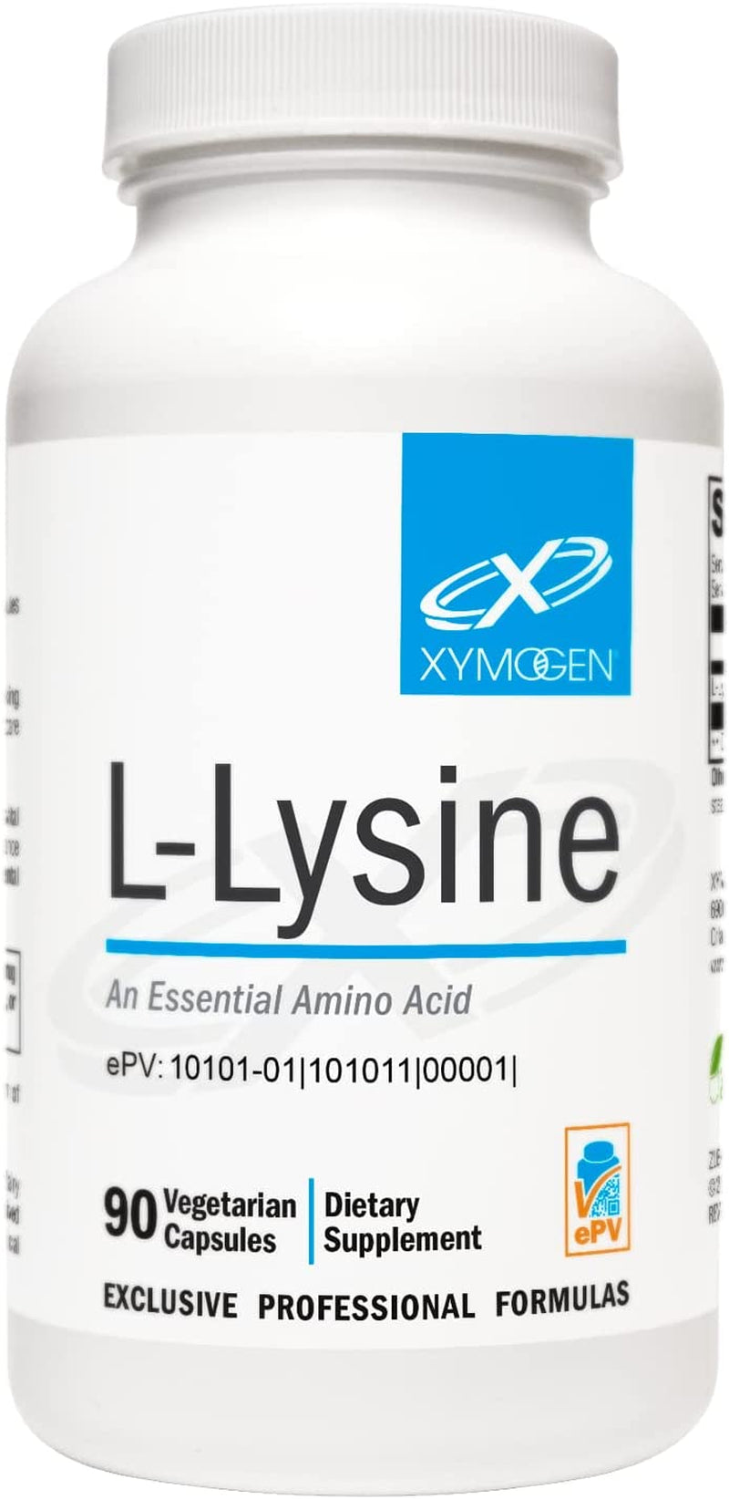 XYMOGEN L-Lysine 1000Mg Capsules - Amino Acid Supplement to Support Synthesis of Collagen, Provides Balance to a High Intake of Arginine (90 Capsules)