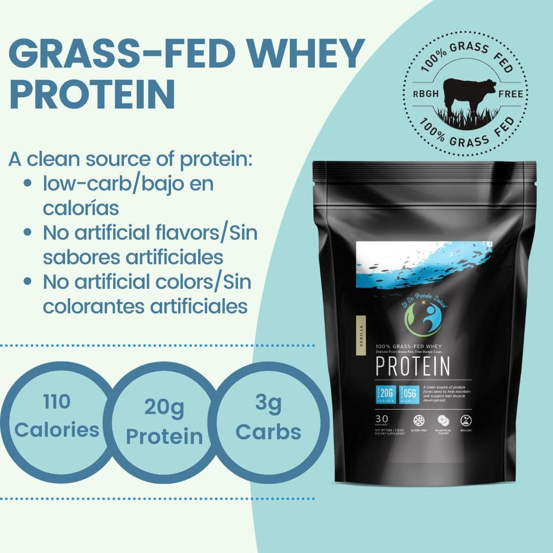 100 % Grass-Fed Whey Protein/100% Proteína De Suero De Leche (Vanilla)