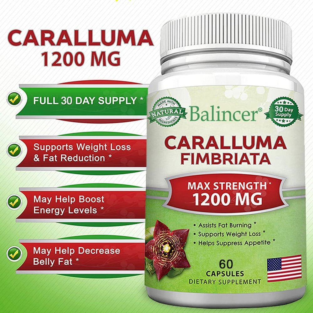 Balincer Caralluma Fimbriata 1200Mg, Natural Extract Weight Loss Diet Pill Supplement, Plant Root Appetite Suppressant and Pure Energy Booster, Maximum Strength Slim Fat Burner