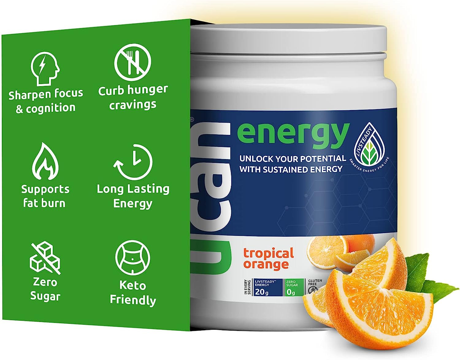 UCAN Orange Edge, Orange Energy Powder, & Chocolate Almond Bars - Sugar Free Pre Workout Powder for Men & Women Bundle - No Added Sugar, Soy-Free, Non-Gmo, Vegan, Gluten-Free, & Keto-Friendly