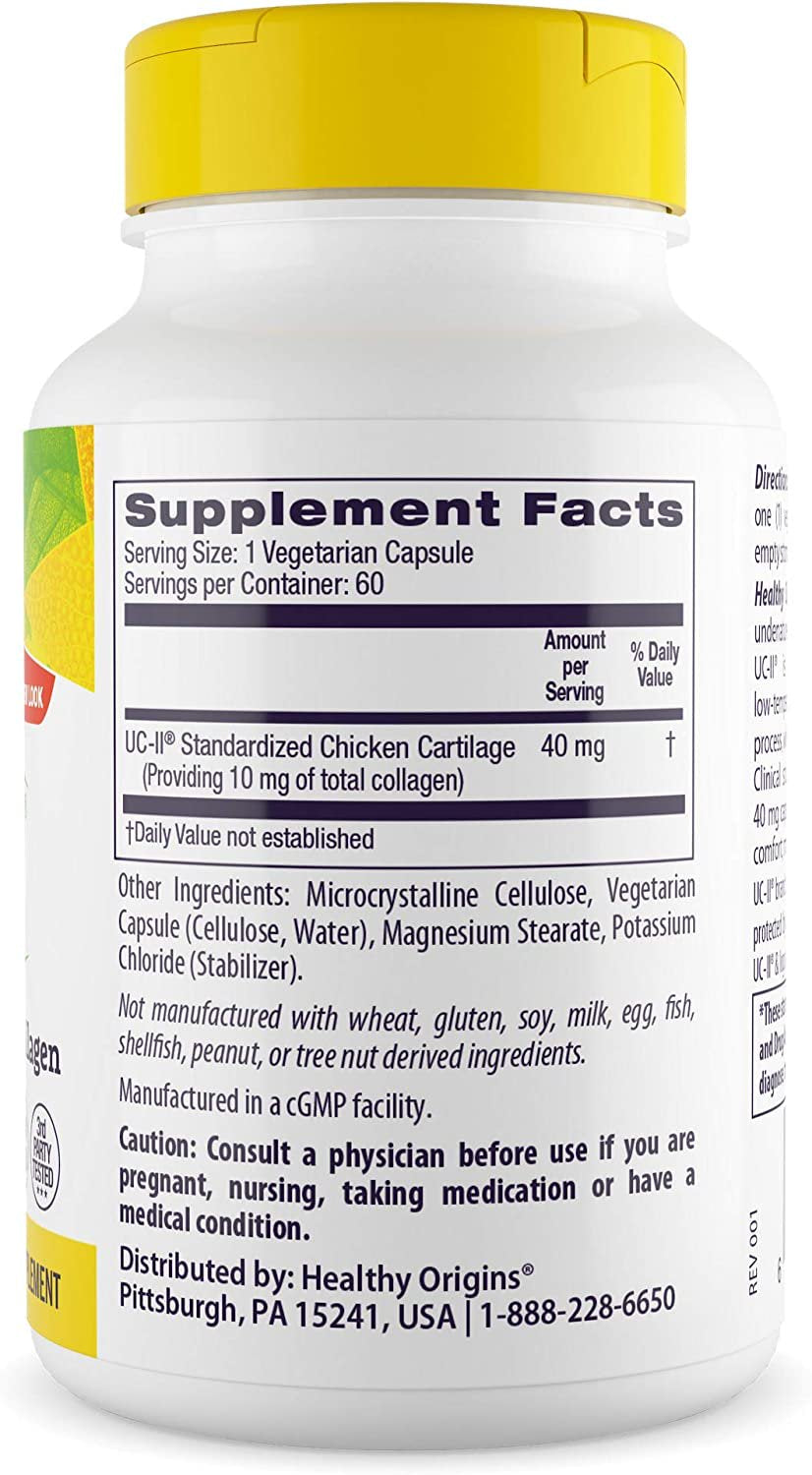 Healthy Origins UC-II 40 Mg (Undenatured Type II Collagen, Non-Gmo, Gluten Free, Joint Support), 60 Veggie Caps