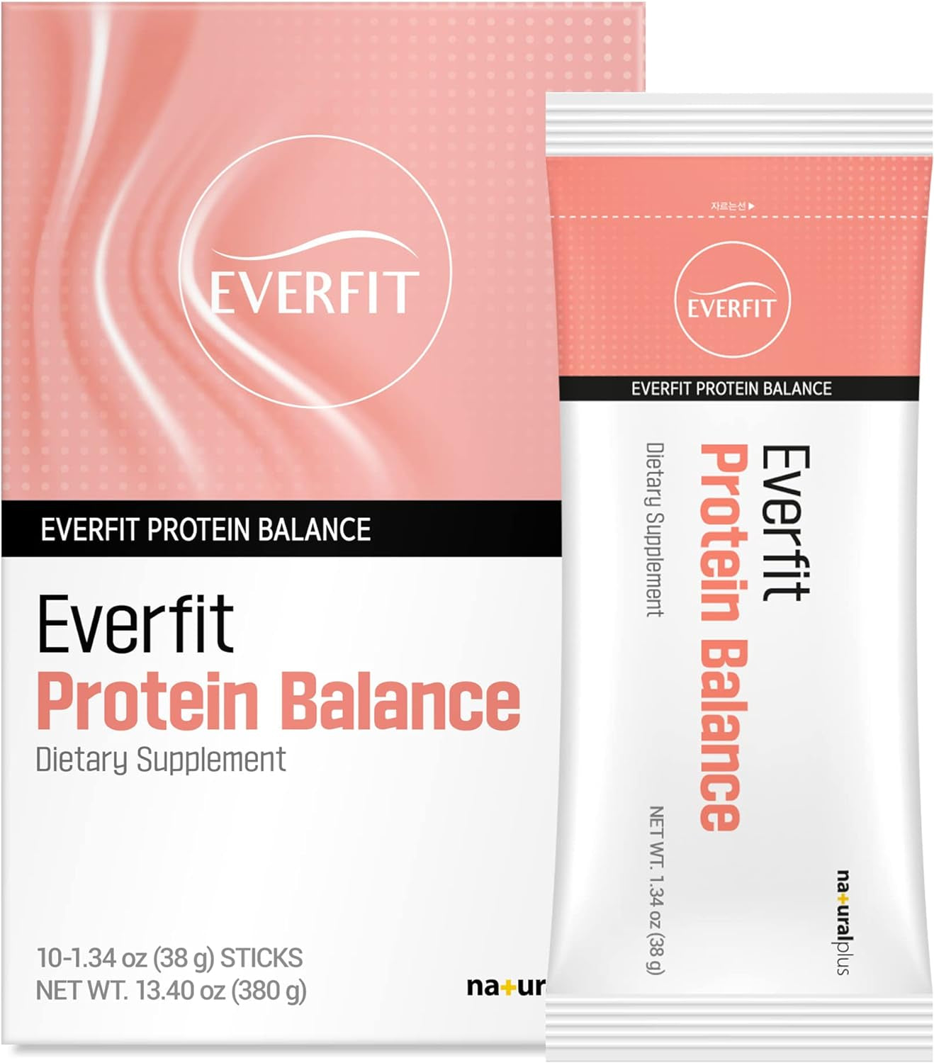 NATURALPLUS Everfit Protein Balance Powder for Total Body Fit & Muscle Strengthening, Protein Mix with HCA from Garcinia Cambogia, FOS, Vitamin D, B6, Calcium, Zinc, Biotin, 10 Portable Packets, 380G