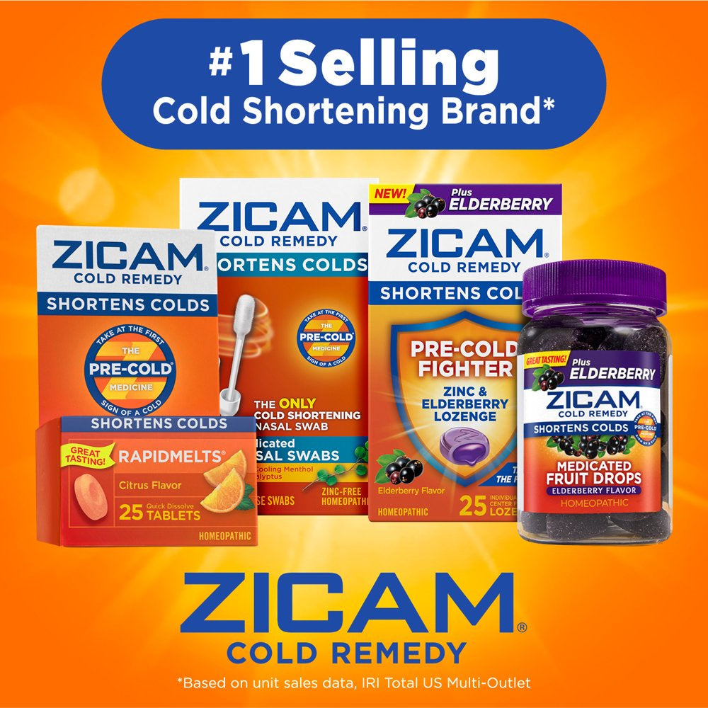 Zicam Cold Remedy Zinc Medicated Fruit Drops, Assorted, Homeopathic Cold Shortening Medicine, 25 Ct