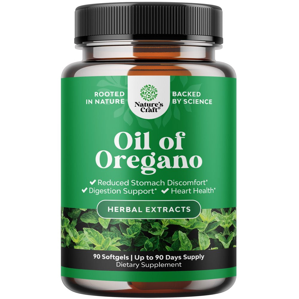 Pure Wild Oregano Oil Softgels - Oil of Oregano Softgels for Immune Support Heart Health and Upset Stomach - Soluble Fiber Antioxidant Supplement Softgels for Bone Health and Daily Energy Boost