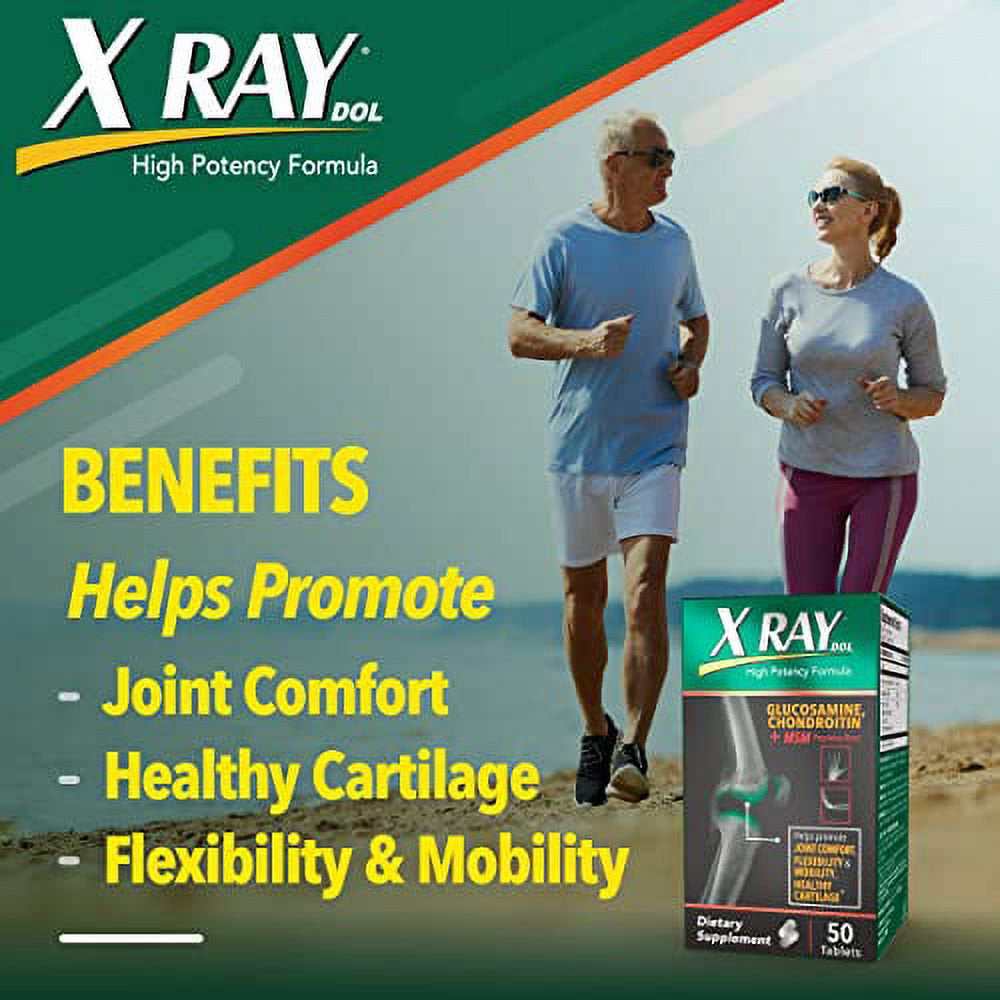 XRAY Dol Triple Action, Joint Health Supplement Tablets with Glucosamine, Chondroitin & MSM, 50 Count (249955)