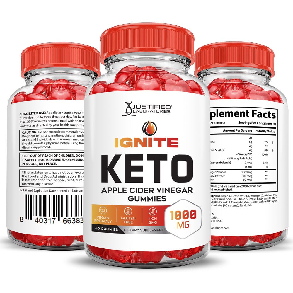 (5 Pack) Ignite Keto ACV Gummies 1000MG Dietary Supplement 300 Gummys