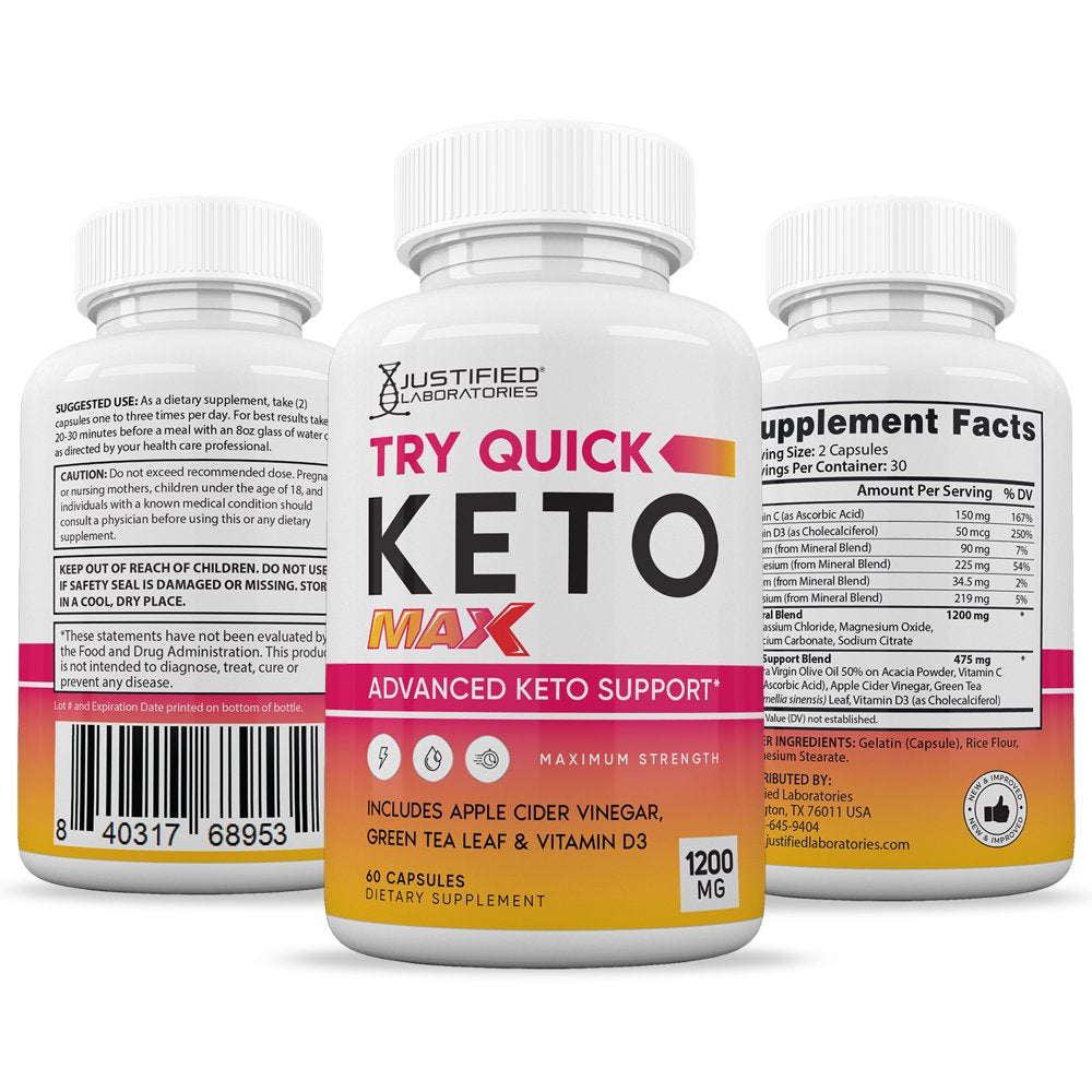 (10 Pack) Try Quick Keto ACV MAX Pills 1675Mg Dietary Supplement 600 Capsules