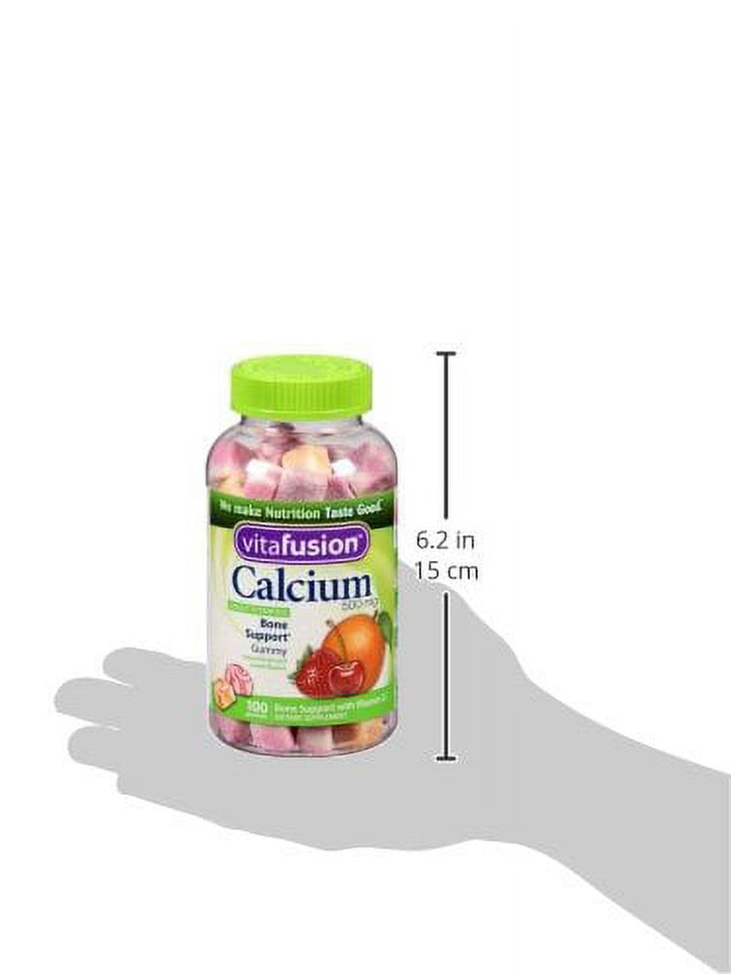 Vitafusion Calcium Gummy Vitamins Dietary Supplement, Fruit and Cream, 100 Ct (1 Pack)