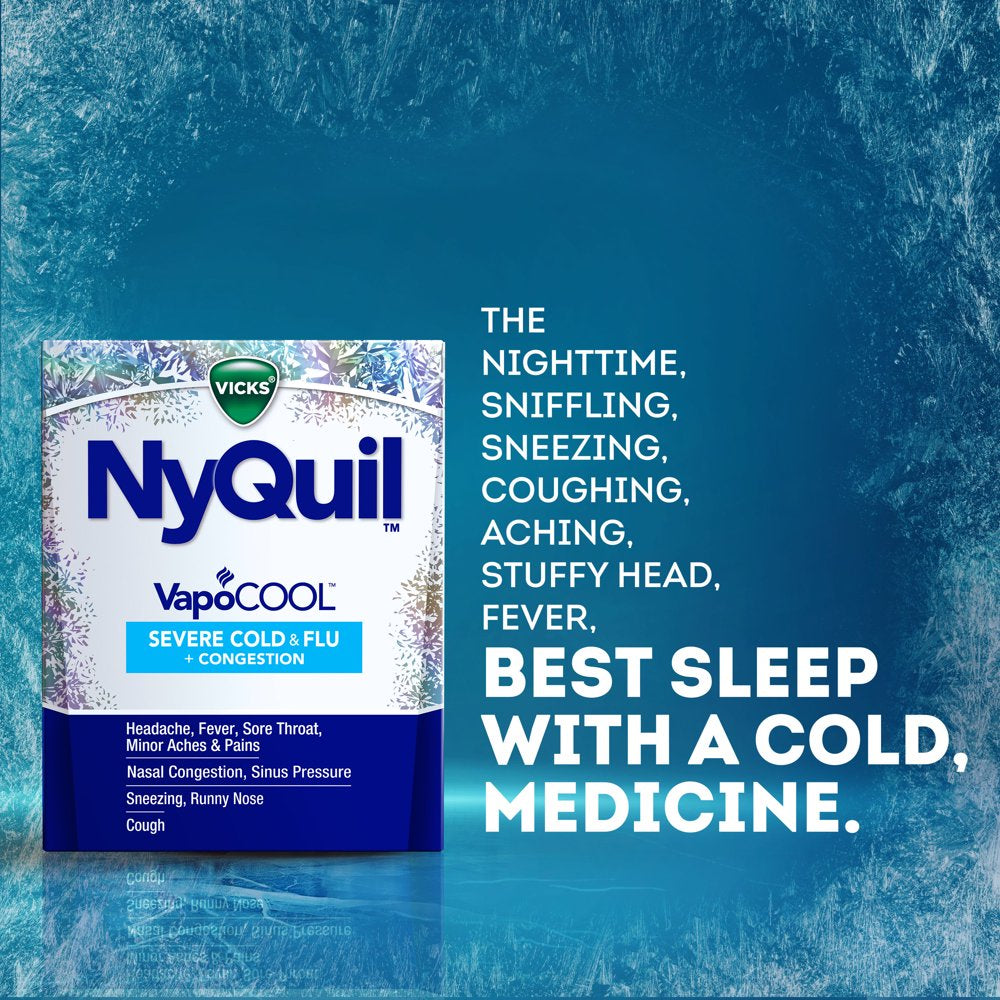 Vicks Dayquil & Nyquil Vapocool Caplets, Severe Cold & Flu Relief, Over-The-Counter Medicine, 24 Ct