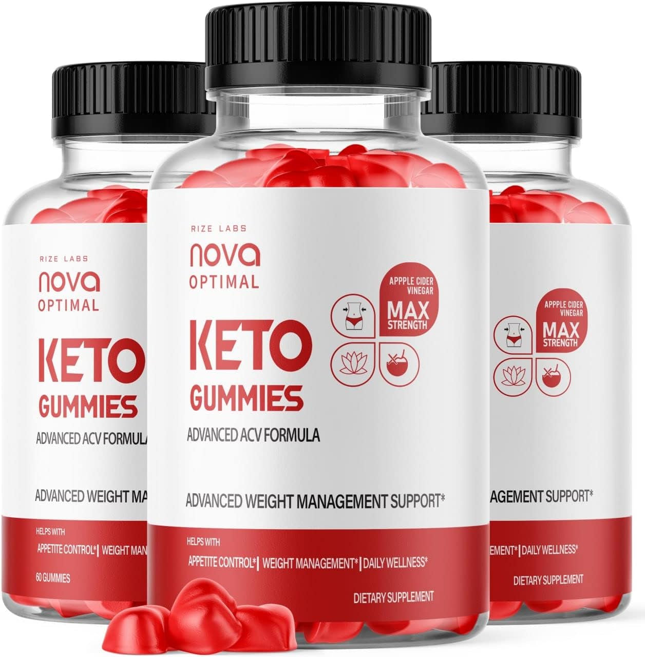 (3 Pack) Nova Optimal Keto Gummies Keto Gummies Advanced Apple Cider Vinegar Formula Nova Optimal Keto ACV Gummy (180 Gummies)