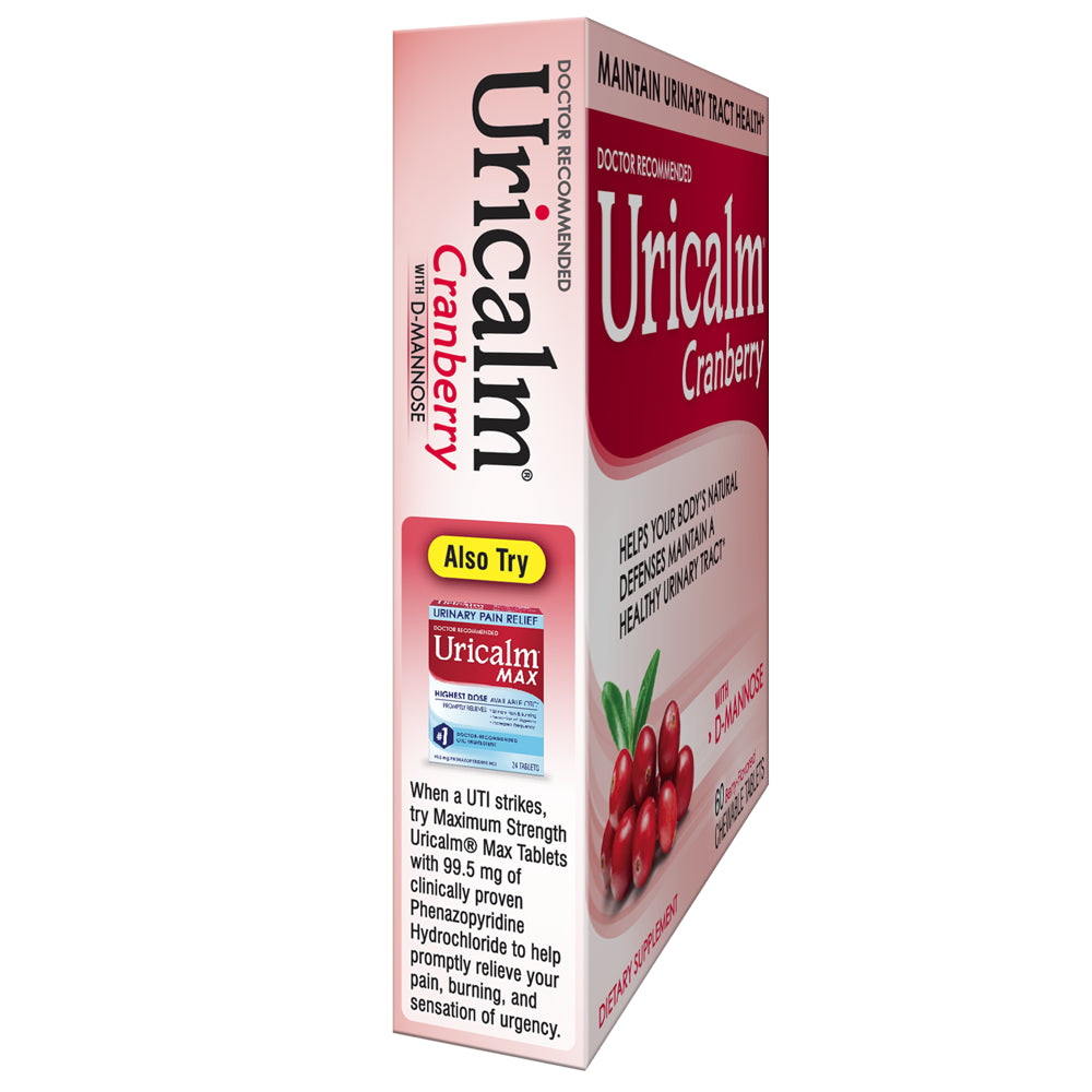 Uricalm Cranberry - Berry Flavored Daily Dietary Supplement Chewable with D-Mannose - 60 Count