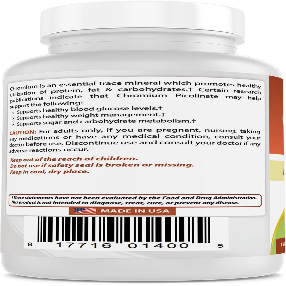 2 Pack Best Naturals Chromium Picolinate 1000 Mcg 120 Tablets