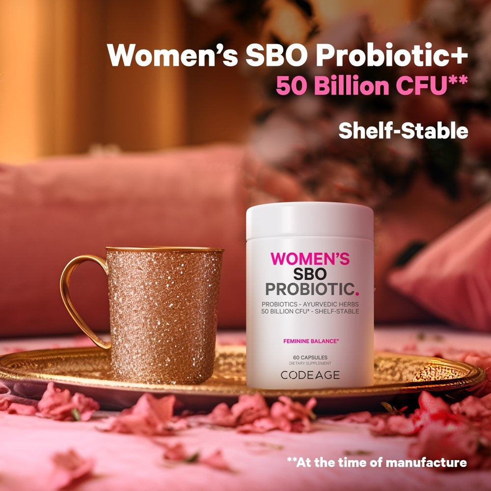 Codeage Women'S SBO Probiotic, 50 Billion CFU, Whole Food Prebiotics & Fermented Botanicals, Vegan, 60 Ct