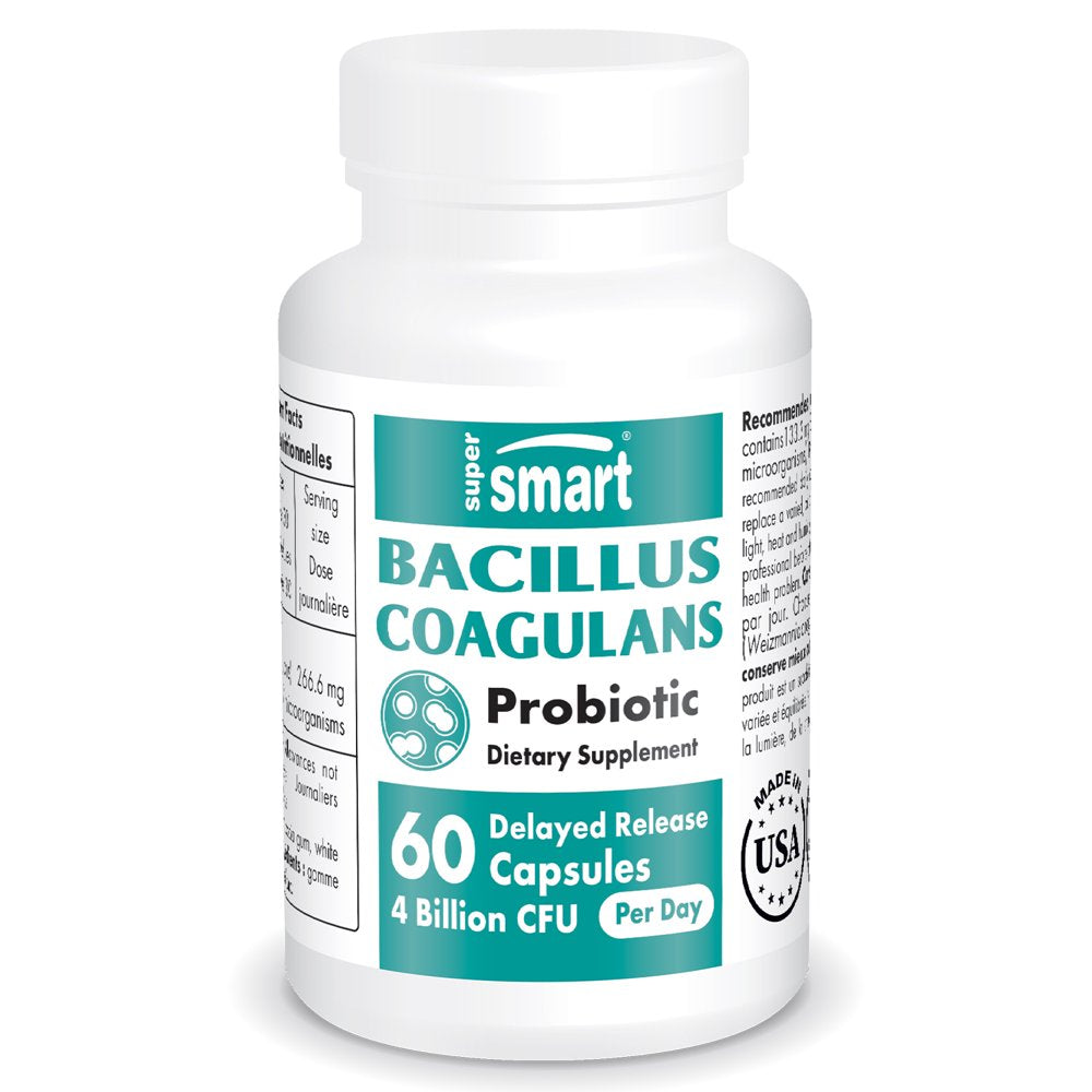 Supersmart - Bacillus Coagulans Probiotic 4 Billion CFU per Day (Lactobacillus Sporogenes) - Healthy Gut Flora - Digestive Health | Non-Gmo & Gluten Free - 60 Delayed Released Capsules