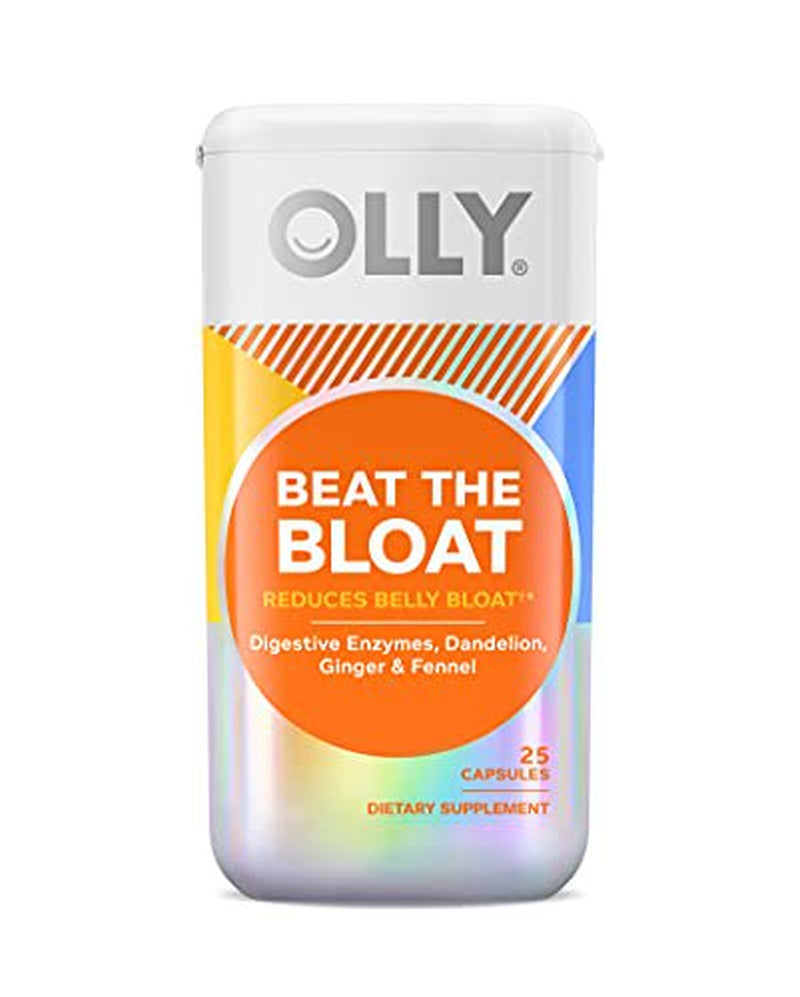 OLLY Beat the Bloat Capsules, Belly Bloat Relief for Gas and Water Retention, Digestive Enzymes, Vegetarian, Supplement for Women - 25 Count