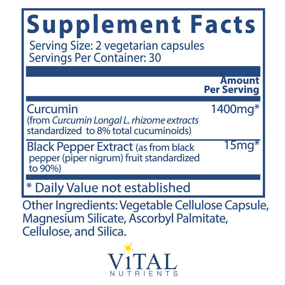 Vital Nutrients - Curcumin Extract (With Bioperine) - Nutritional Support for Normal Tissue Health - 60 Capsules per Bottle - 700 Mg