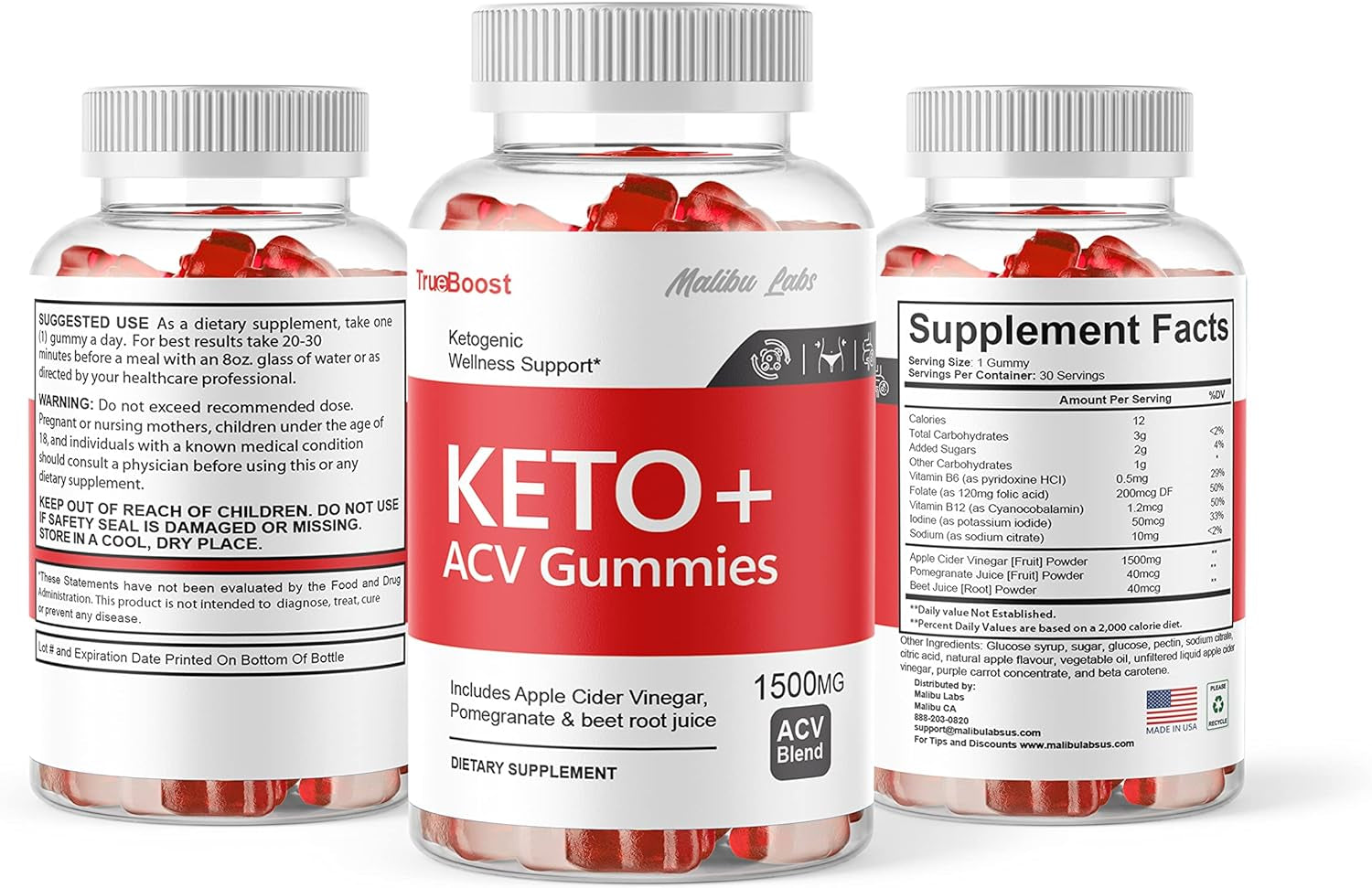 Trueboost Keto + ACV Gummies, Apple Cider Vinegar Ketosis, Gummies 1500MG Once a Day Advanced Formula Ketosis, True Boost Ketogenic Support Supplement, Ketos Shark Gummy, (5 Pack) 150 Day Supply