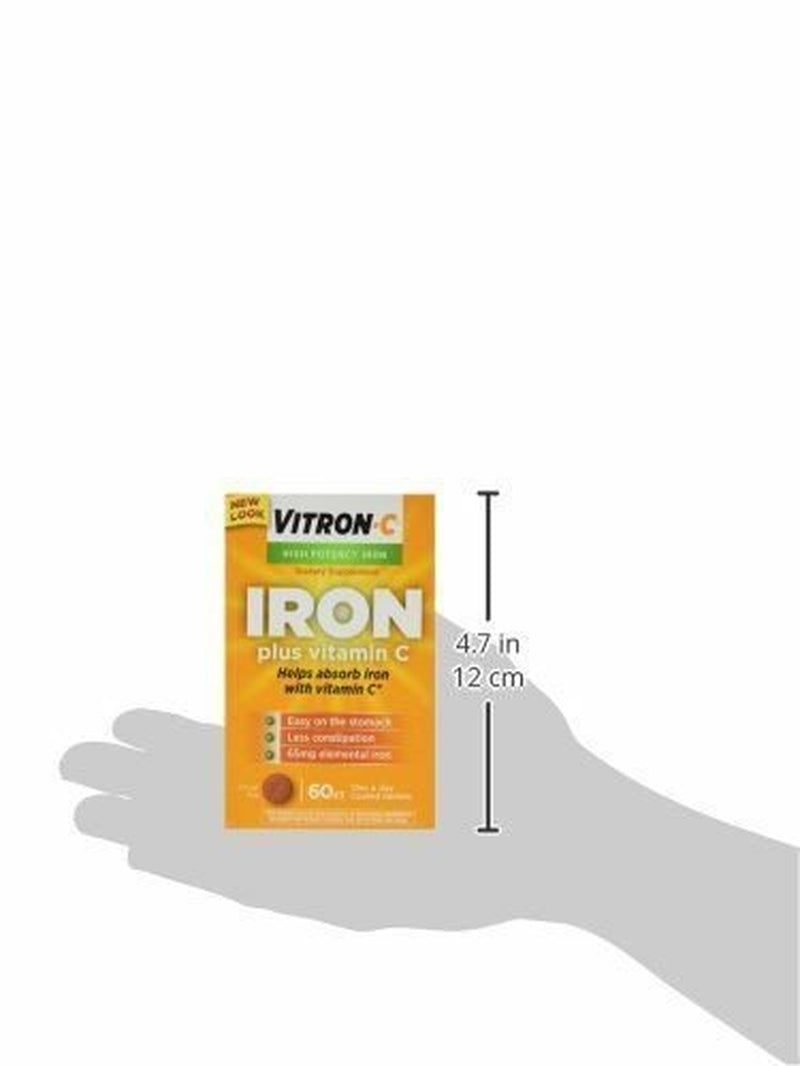 Vitron-C High Potency Iron with Vitamin C Supplement, 60 Ct, 2 Pack