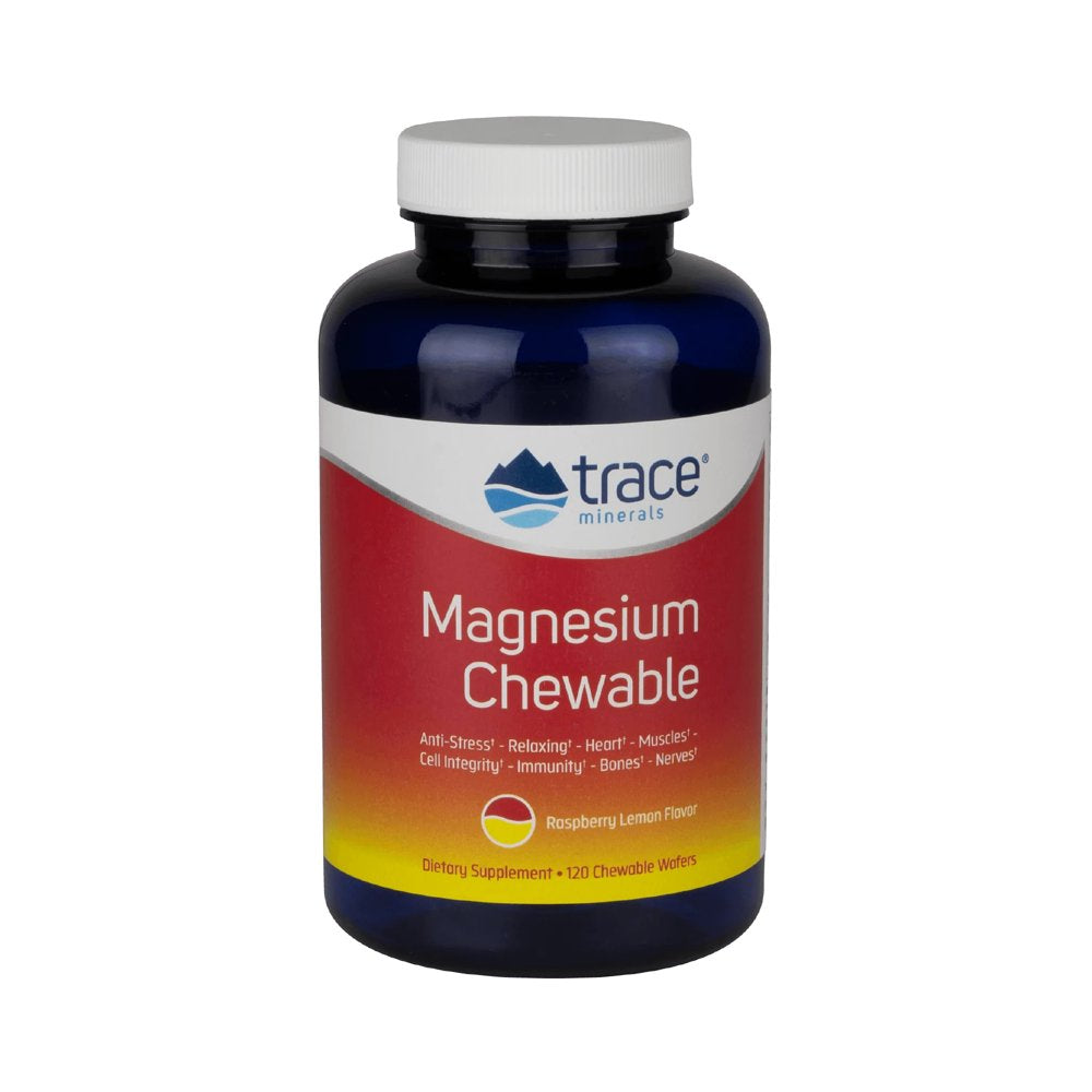 Trace Minerals | Magnesium Chewable Supplement | Promotes Calm, Focus, and Muscle Relaxation | Supports Optimal Sleep & Digestion | Sugar Free | Raspberry Lemon | 120 Ct, 30 Servings