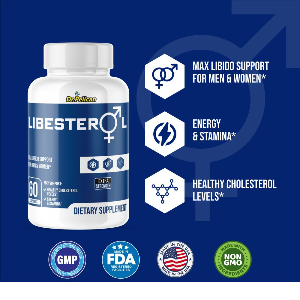 Libesterol- Male & Female Max Libido/Stamina/Cholesterol- 12 Bottles-720 Capsules-Dr. Pelican