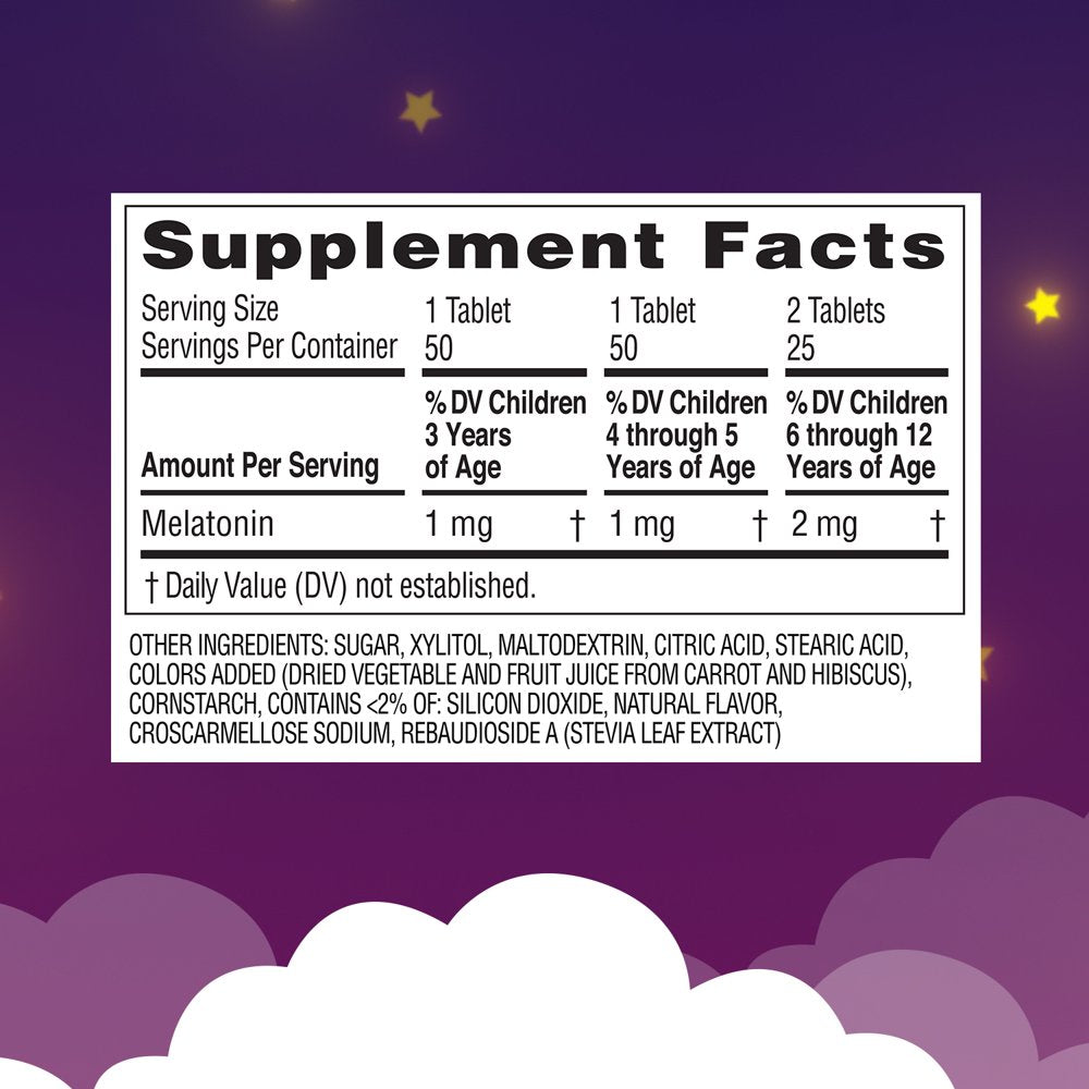 Zarbee’S Kids Sleep 1Mg Melatonin Chewables, Drug-Free, Natural Grape, 50Ct