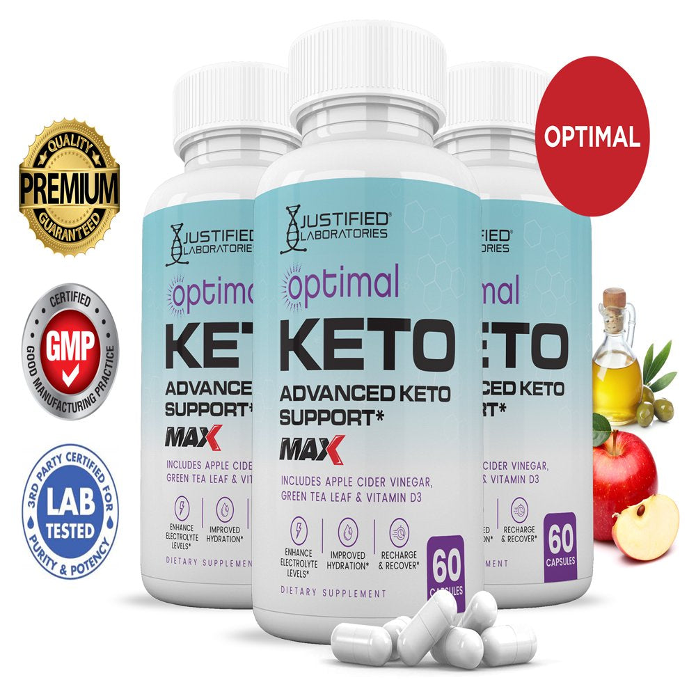 (3 Pack) Optimal Keto ACV MAX Pills 1675Mg Alternative to Gummies Dietary Supplement 180 Capsules