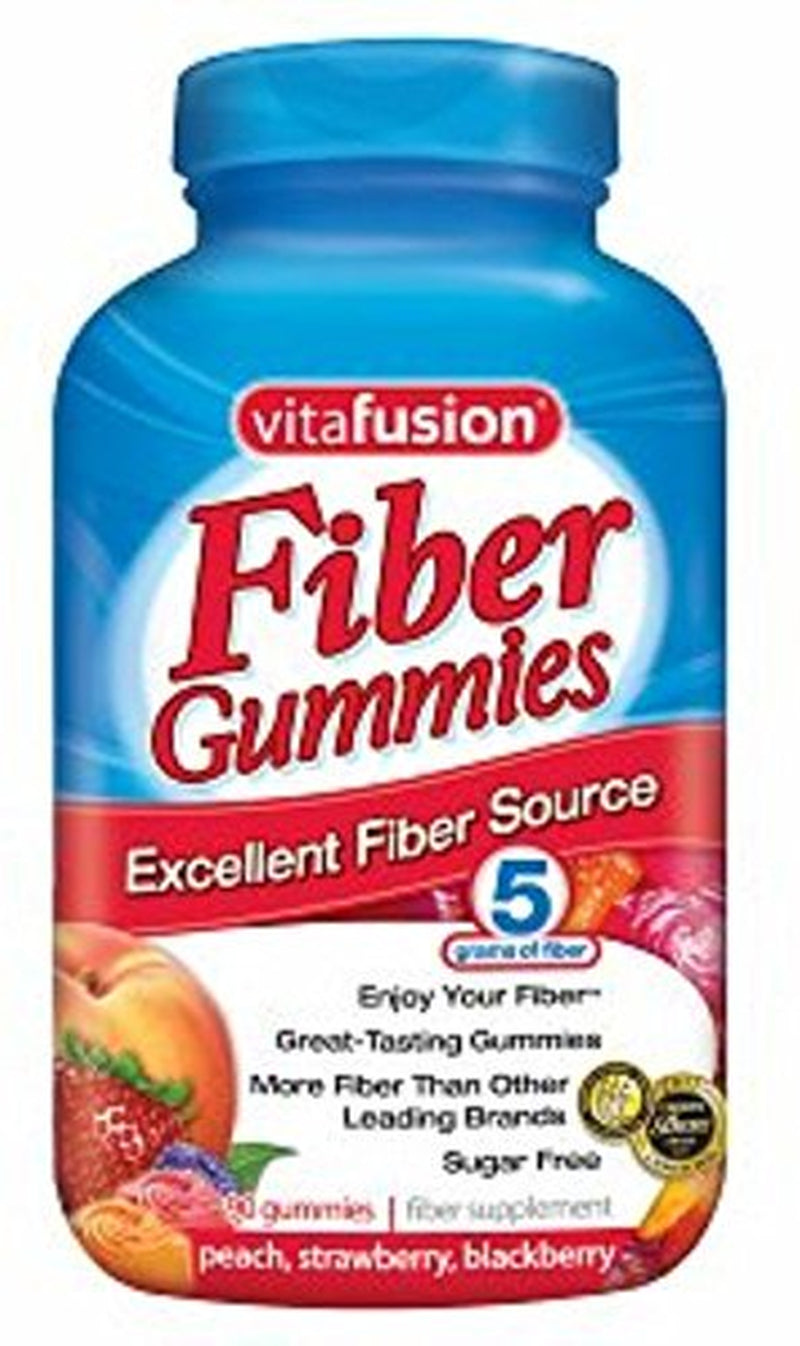 Vitafusion Fiber Gummies Fiber Supplement Peach, Strawberry and Blackberry Flavors, 90 Ea, 3 Pack