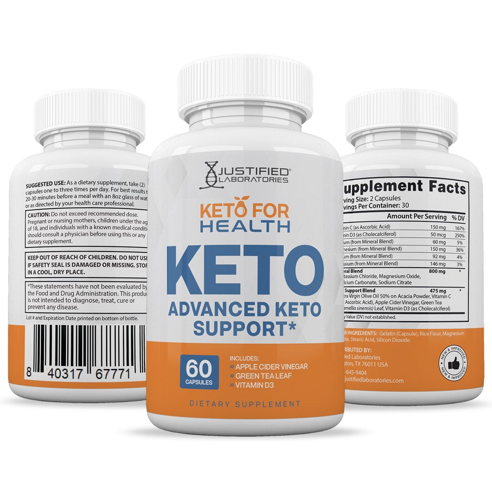 (2 Pack) Keto for Health ACV Pills 1275Mg Alternative to Gummies Dietary Supplement 120 Capsules