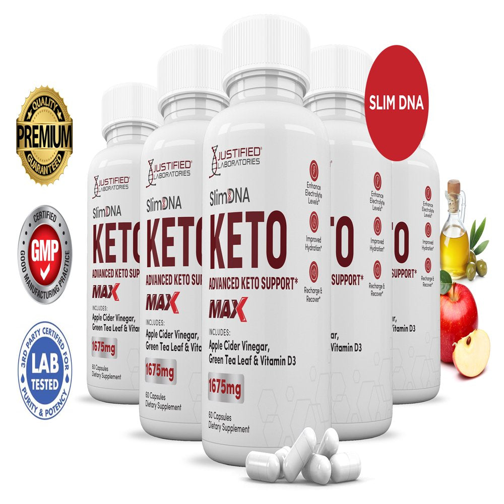 (5 Pack) Slim DNA Keto ACV MAX Pills 1675Mg Alternative to Gummies Dietary Supplement 300 Capsules