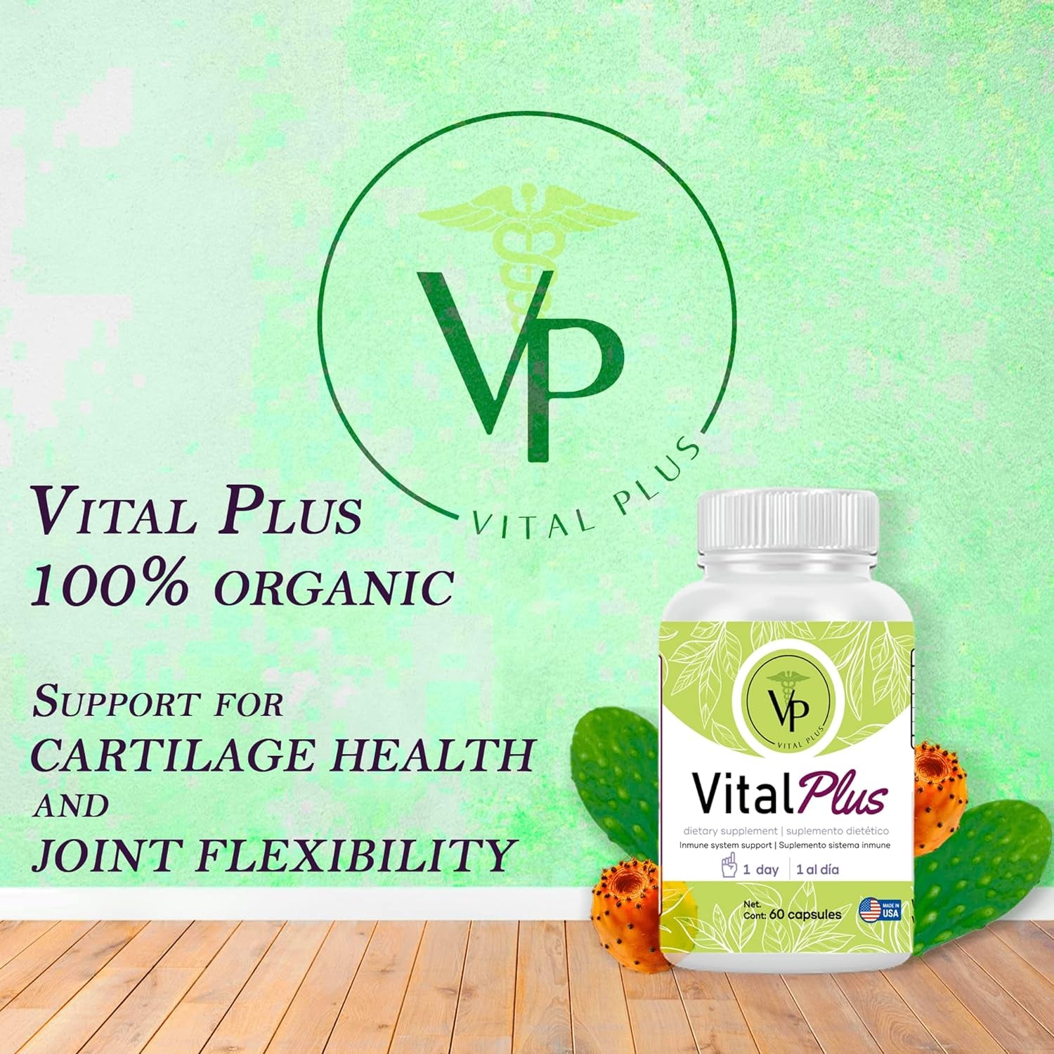 Vital plus - Treatment for Varicose Veins and Support Joint Structure - Energy Supplement - 100% Organic 60 Capsules