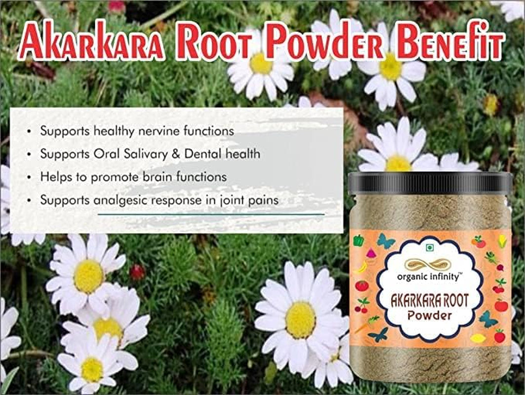 RUP Organic Infinity Akarkara Root Powder | Anacyclus Pyrethrum | Pellitory Root Powder- 500 GM by Organic Infinity