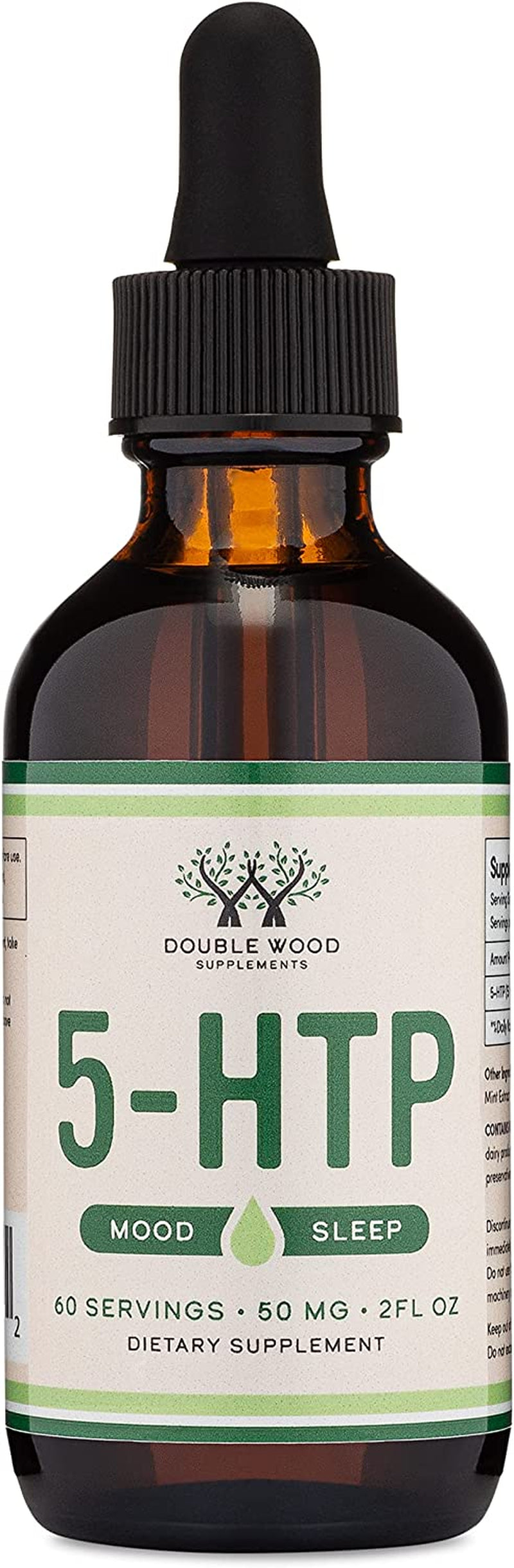 5HTP Liquid Drops - More Absorbable and Effective than 5 HTP Capsules (60 Servings of 50Mg 99%+ 5-HTP) Serotonin Supplement for Mood, Sleep, and Relaxation (Manufactured in the USA) by Double Wood