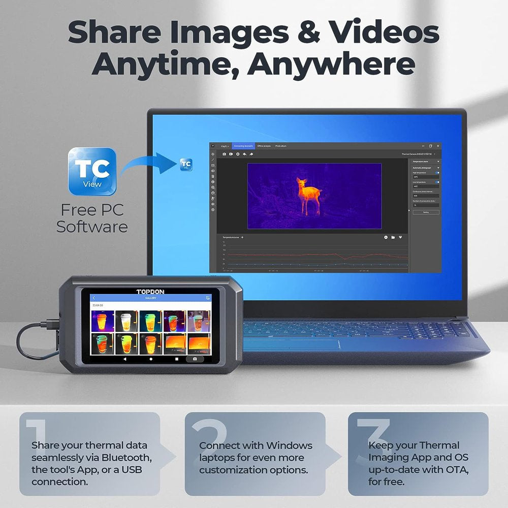 Thermal Imaging Camera TOPDON TC003 256X192 IR High Resolution Dual-Camera, 5" Touch Screen, -4°F~1022°F, Android 11.0 OS