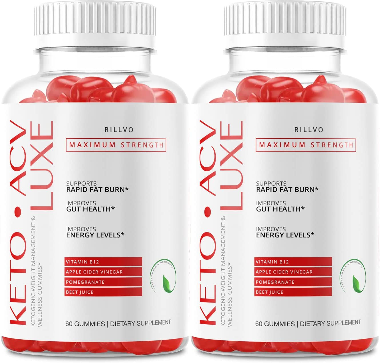 Rillvo (2 Pack) Keto Luxe ACV Gummies Advanced Formula (120 Gummies), Erfrecwre