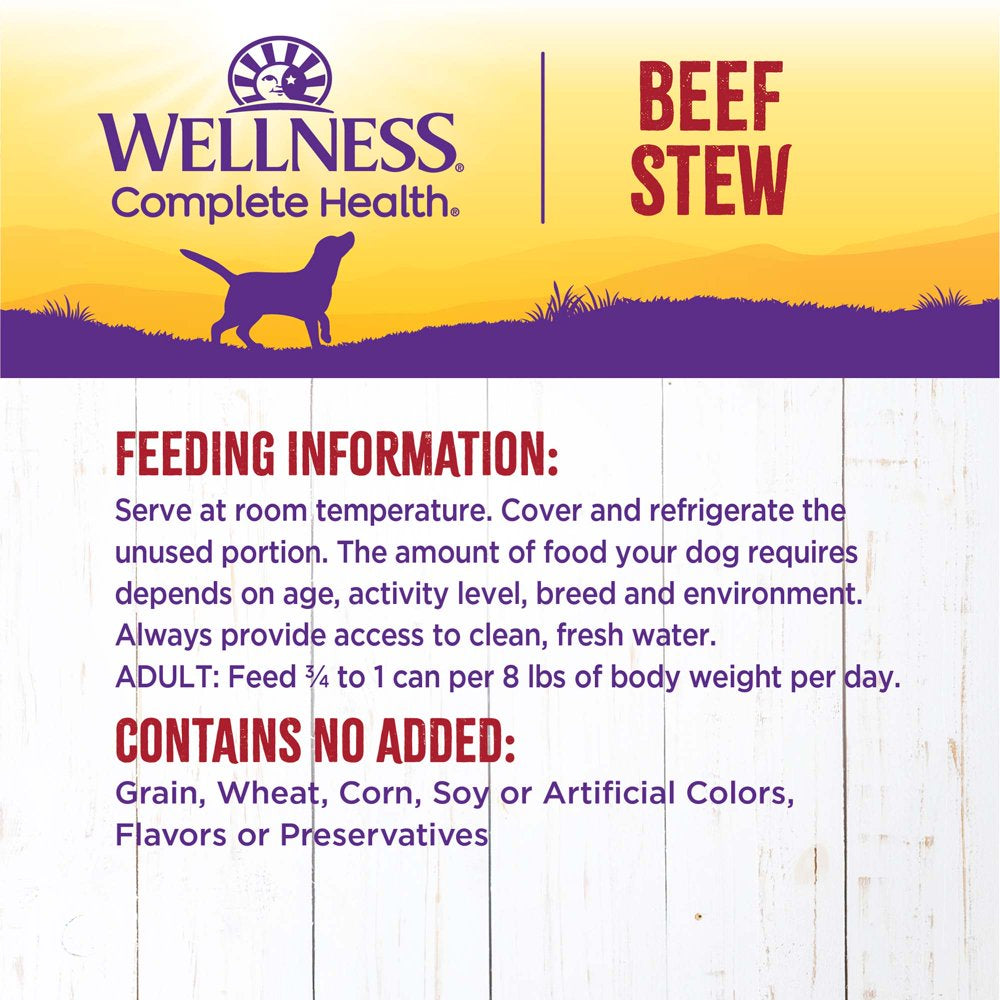 Wellness Thick & Chunky Natural Grain Free Canned Dog Food, Beef Stew, 12.5-Ounce Can (Pack of 12)