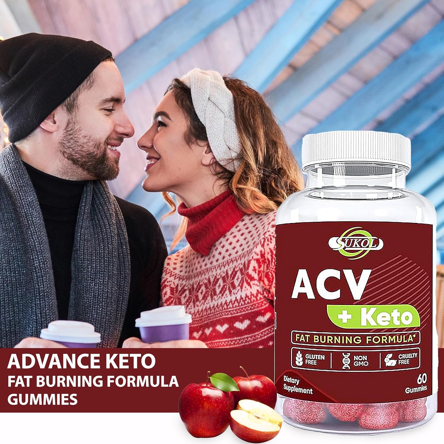 60 Counts Keto ACV Gummies Advanced Formula - Diet Gummies for Women & Men - Apple Cider Vinegar Gummies - MCT Oil, BHB