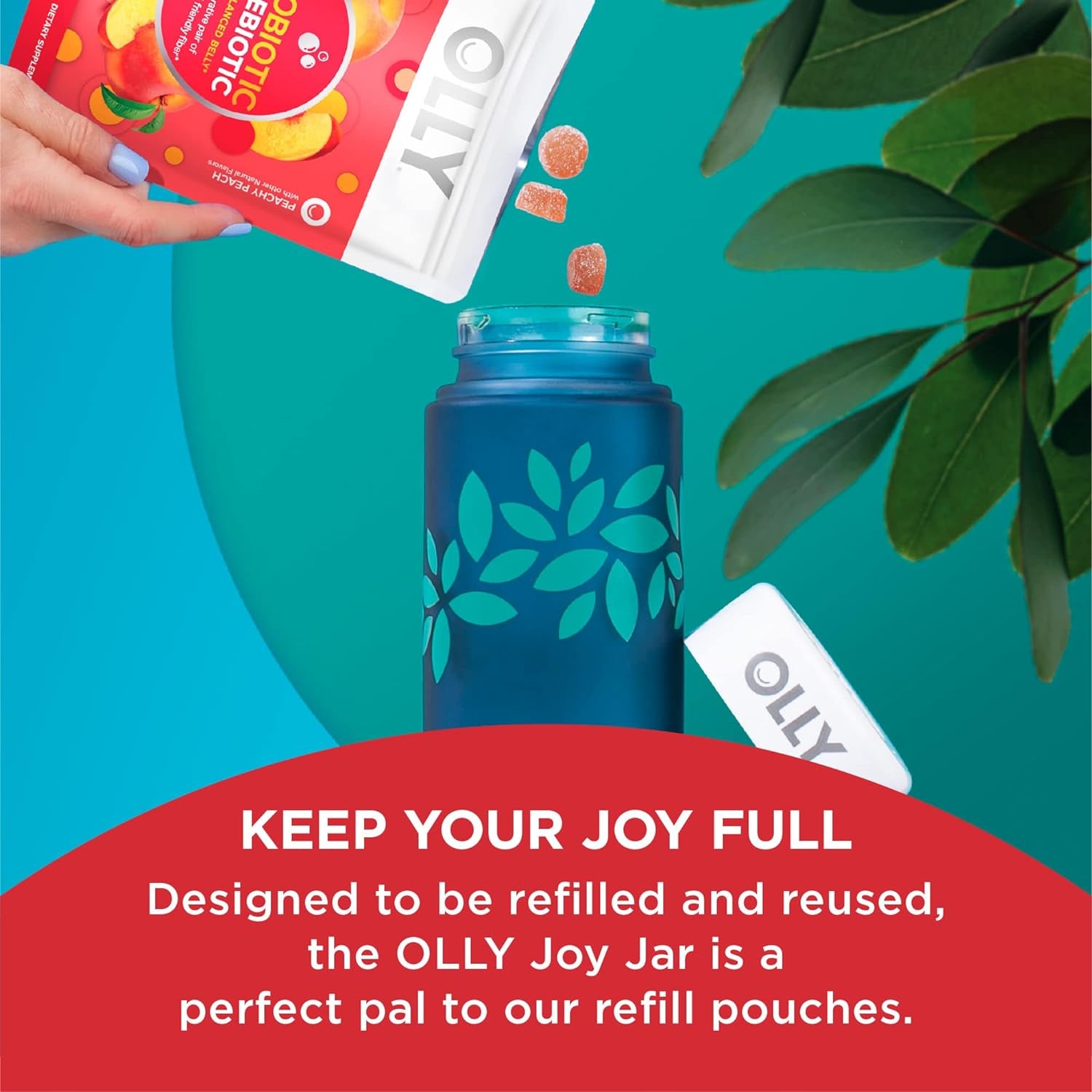 OLLY Gift Set, Probiotic + Prebiotic plus Refillable Joy Jar