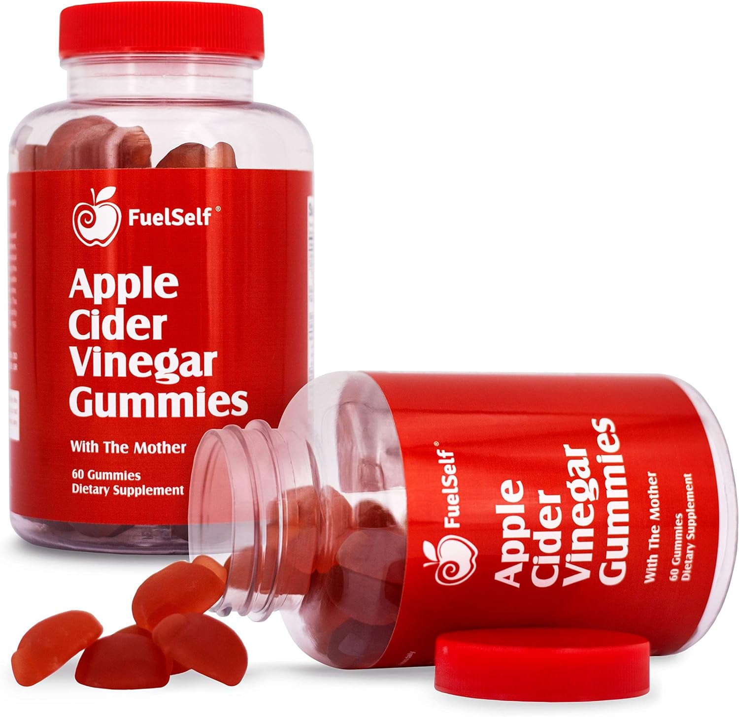 Fuelself Apple Cider Vinegar Gummy Vitamins with the Mother, 1 Pack, 60 Count :: Metabolism Management, Immunity, Detox :: Vegan, Gluten-Free, Vitamin B6, B12, Pomegranate, Beet Root