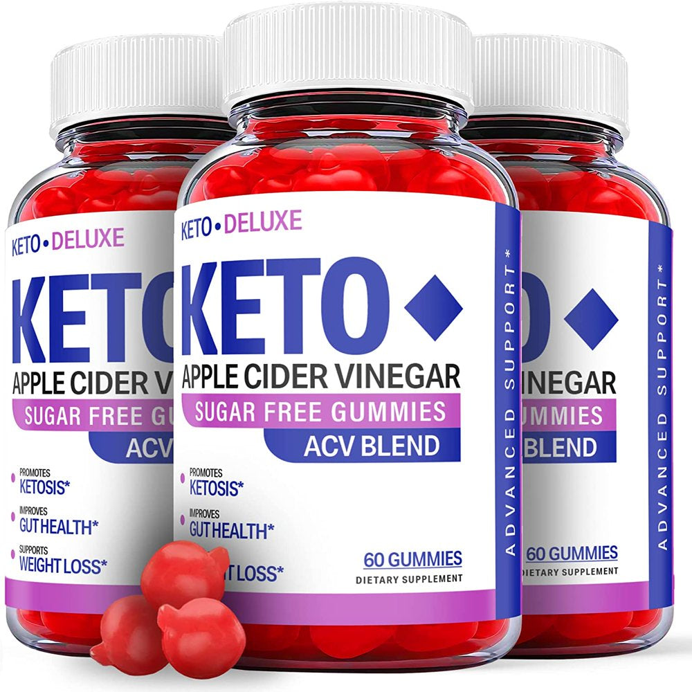 (3 Pack) Deluxe Keto ACV Gummies - Supplement for Weight Loss - Energy & Focus Boosting Dietary Supplements for Weight Management & Metabolism - Fat Burn - 180 Gummies