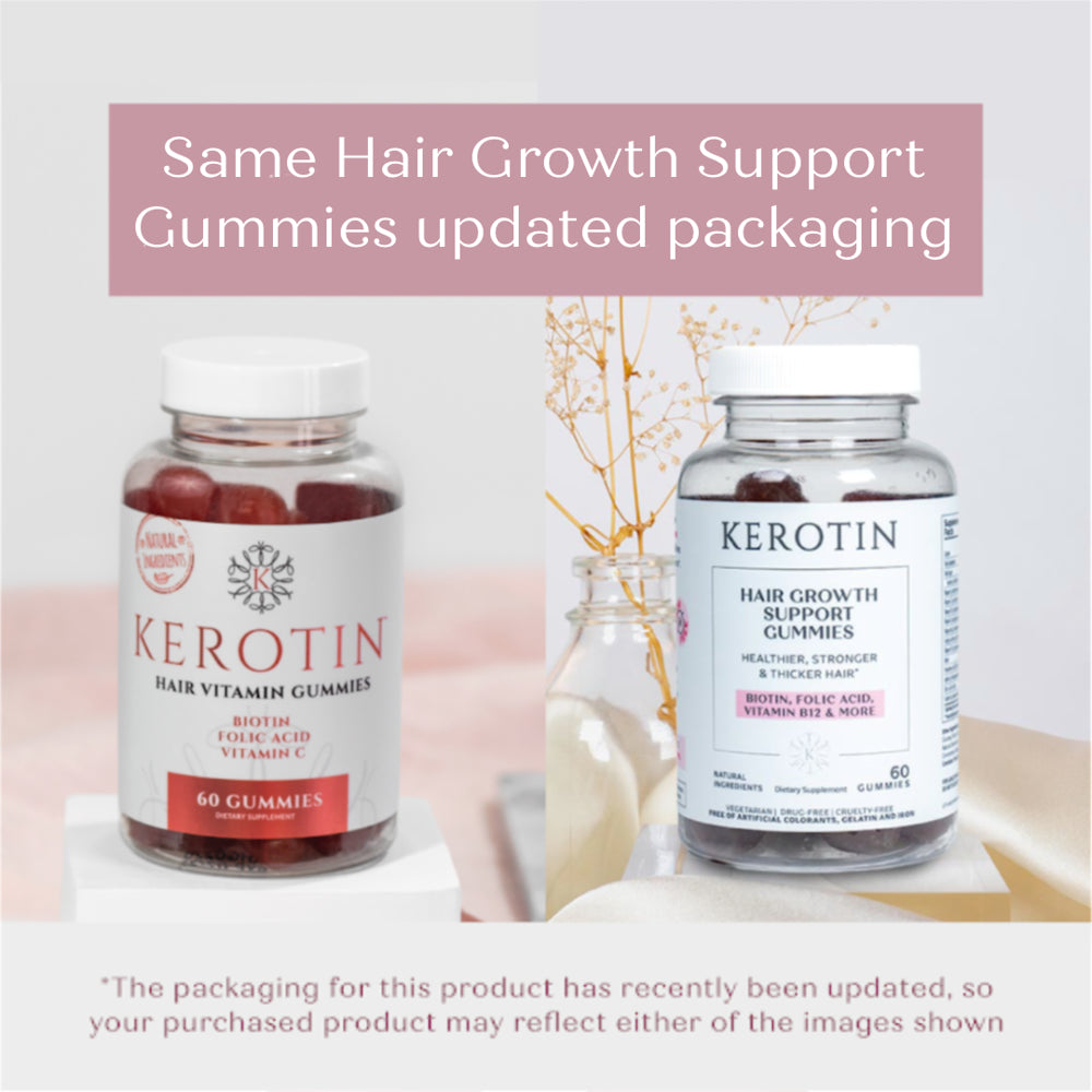 Kerotin Hair Growth Gummies - Vegetarian, Natural and 100% Made in the US - for Thinning Hair and Faster Growth - Berry Flavored, Contains Biotin and Essential Vitamins