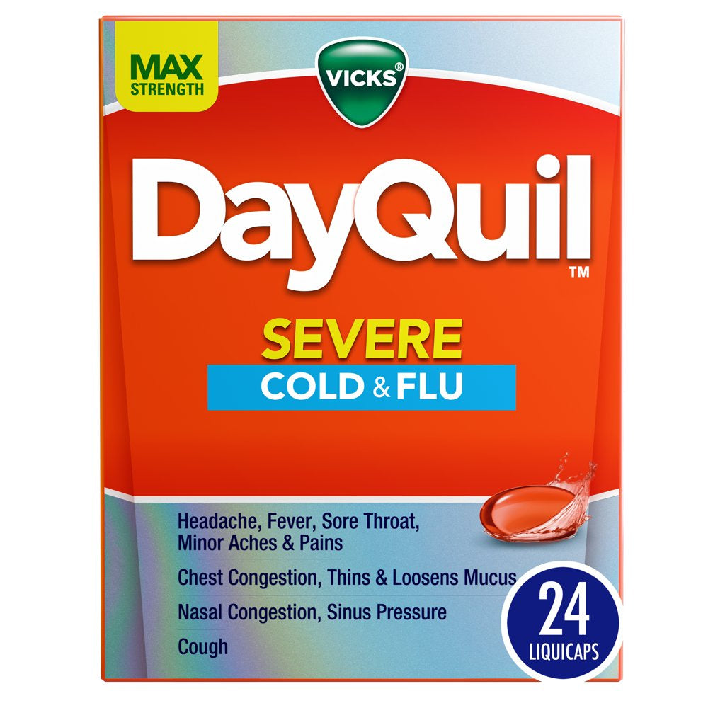 Vicks Dayquil Severe Liquicaps, Cough, Cold and Flu Relief, Over-The-Counter Medicine, 24 Ct