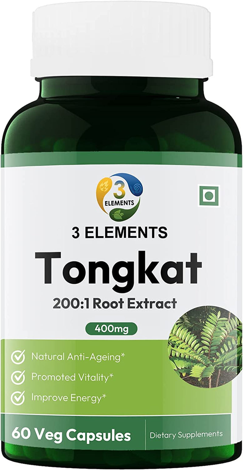 3Elements Tongkat Ali Longjack 400Mg I 60 Capsules Pack I Improves Energy I Boost Stamina I Men'S Health Support