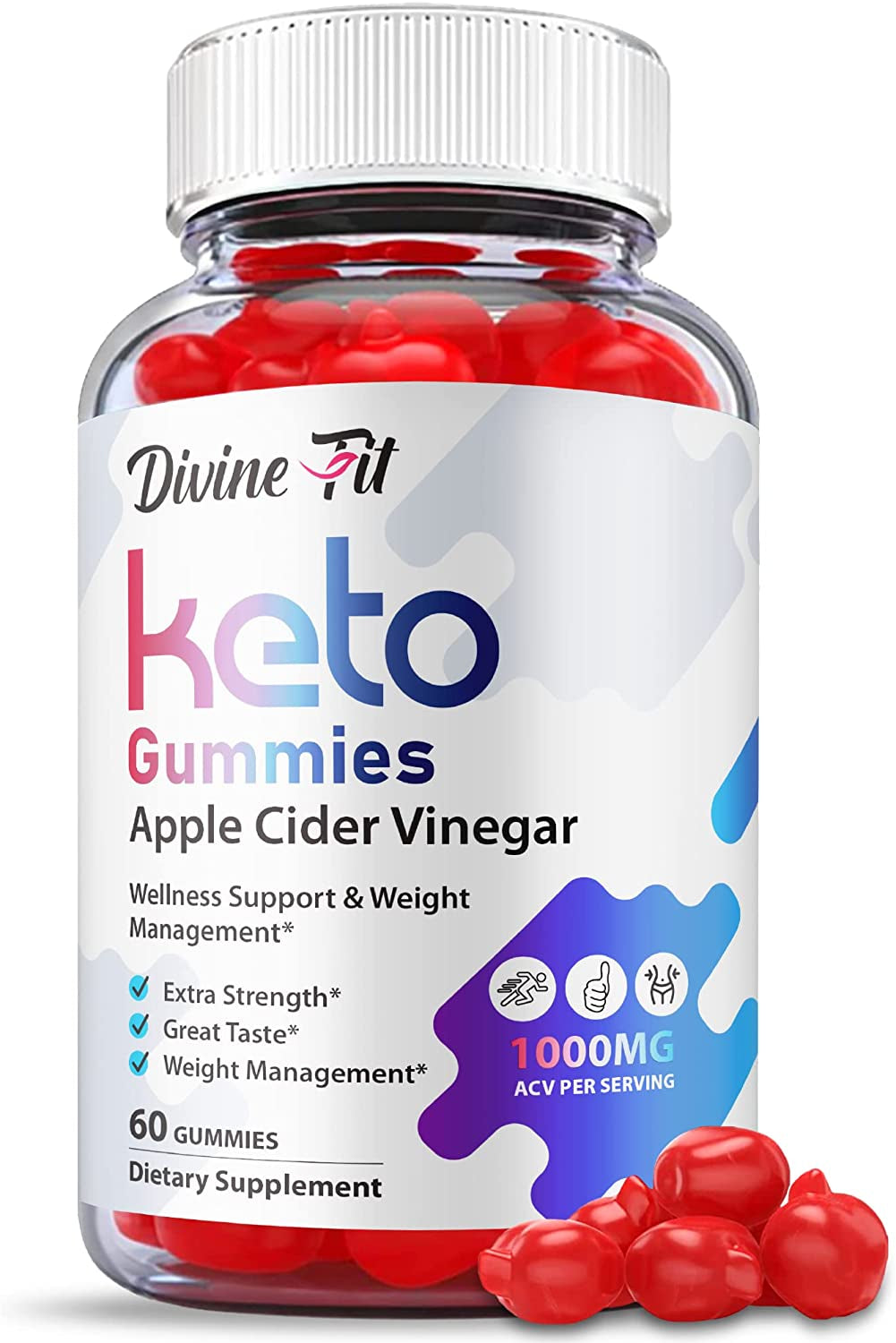 Divine Fit Keto Gummies - Official Formula, Vegan - Divine Fit Keto ACV Gummies, Divine Fit Gummies with Apple Cider Vinegar, Vitamin B12, B6, Beet Root, Weight Apple Loss Cider Gummy (60 Gummies)