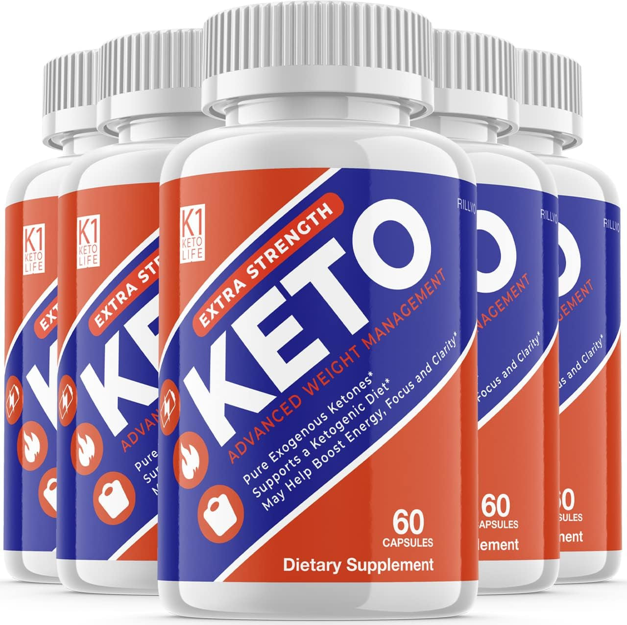 (5 Pack) K1 Keto Lifestyle Diet Supplements Advanced Ketogenic Formula (300 Capsules)